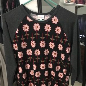 LULAROE Randy Size L - Black with pink flowers